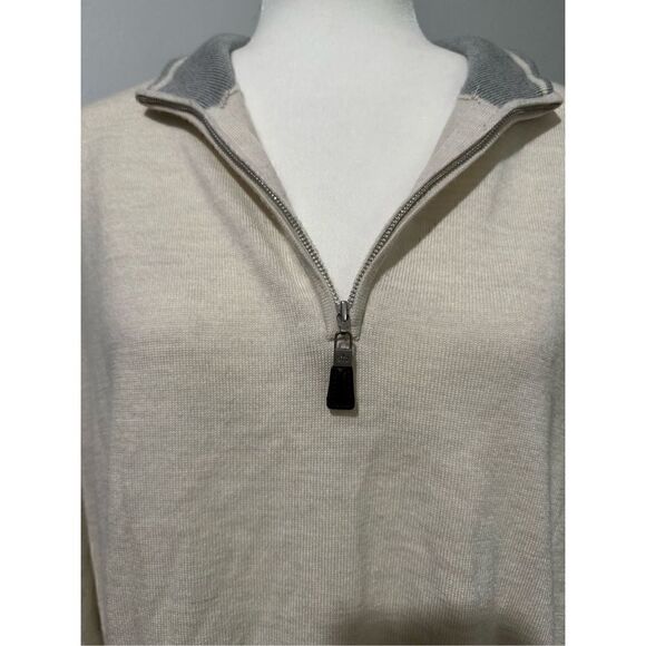Peter Millar 1/4 zip pullover cream sweater merino wool silk blend XXL - Picture 2 of 7